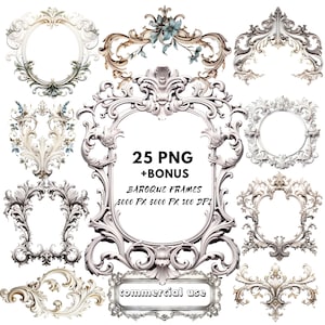 Victorian Frames, Digital Download, Vintage Ephemera | Wall Art, Instant Download, Junk Journal Decorative Frame, 25 Clipart Picture Frame