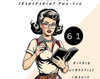 Retro Housewife Clipart Bundle, Sarcastic 1950s Kitchen Art (Digital Download)