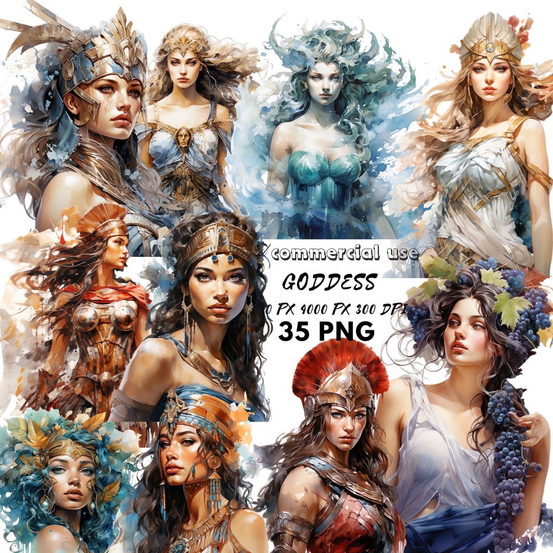 Greek Goddess Watercolor Clipart, Greek Mythology Clipart Deity War ...