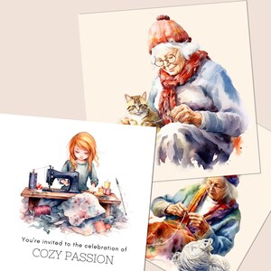Images clipart couture originales, fichiers JPG aquarelles de haute qualité pour scrapbooking, journal indésirable, kit de téléchargement numérique, idées de créations originales