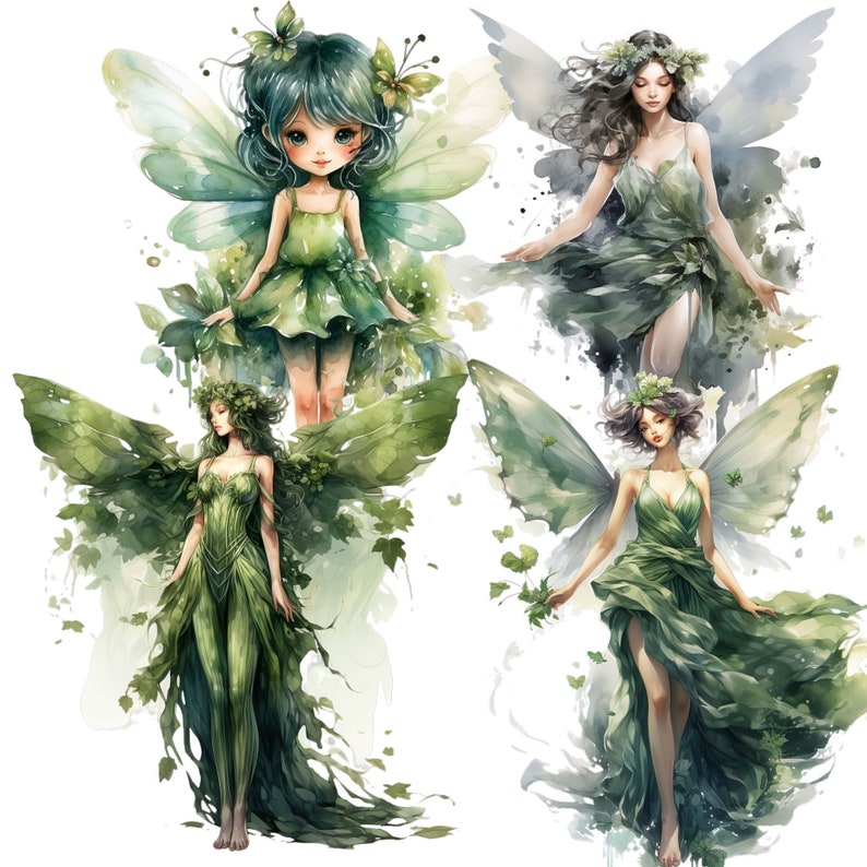 Cute Fairies Watercolor Clipart Bundle Ethereal Forest Fairy & Fantasy ...