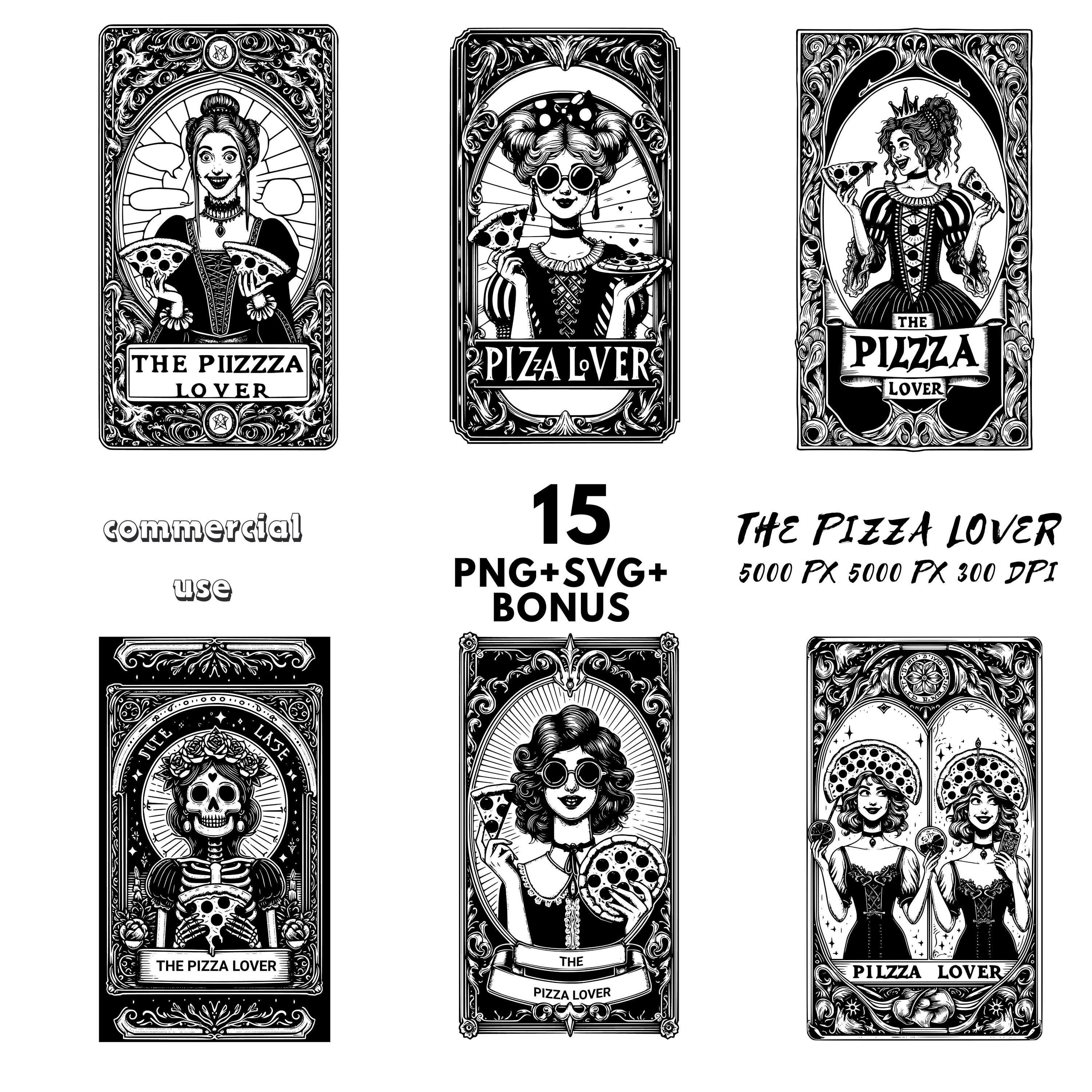 Funny Pizza Lover Tarot Girl PNG: Valentine Sublimation Designs (Digital Download)
