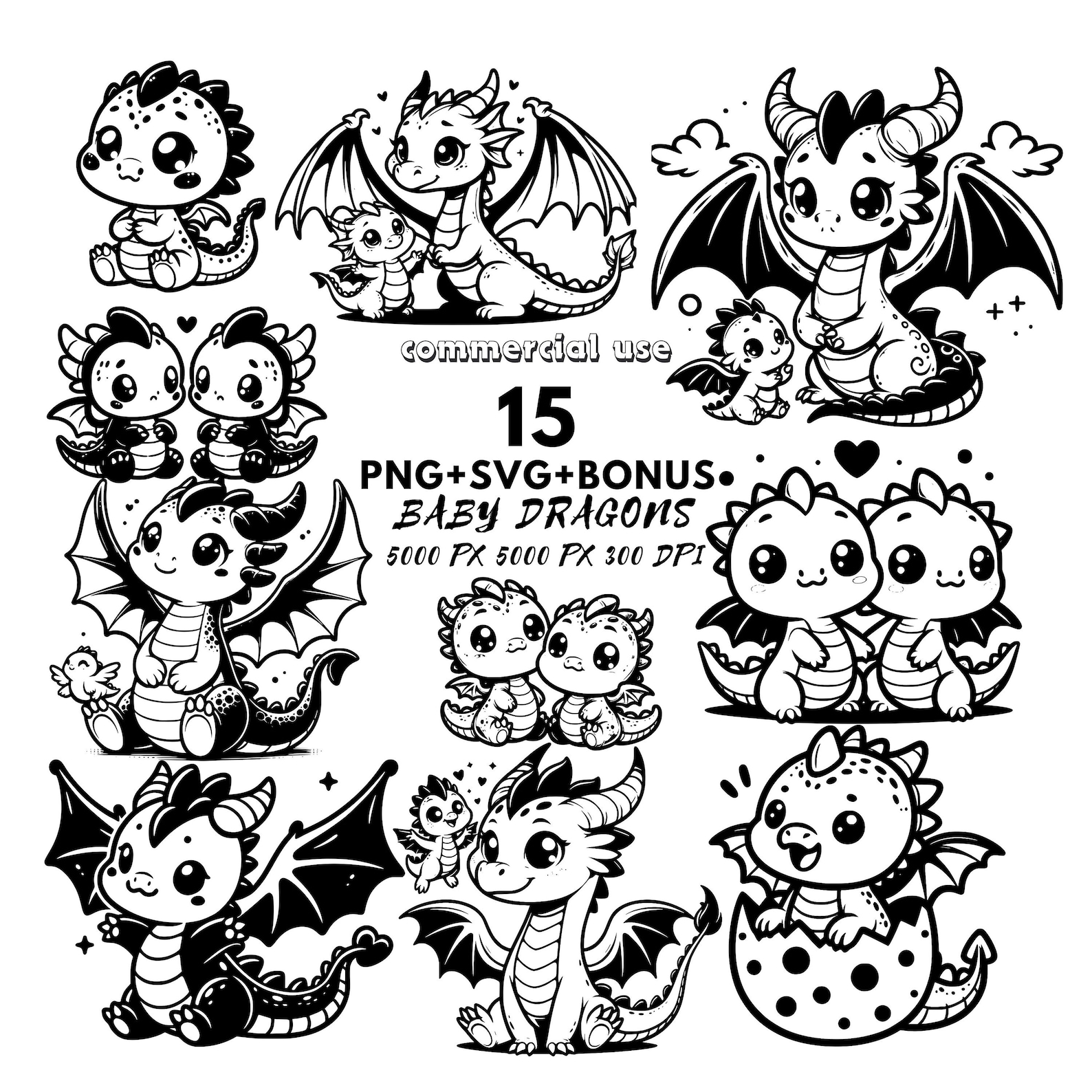 Baby Dragon Clipart Bundle | Mythical PNG SVG (digital Download) - Etsy