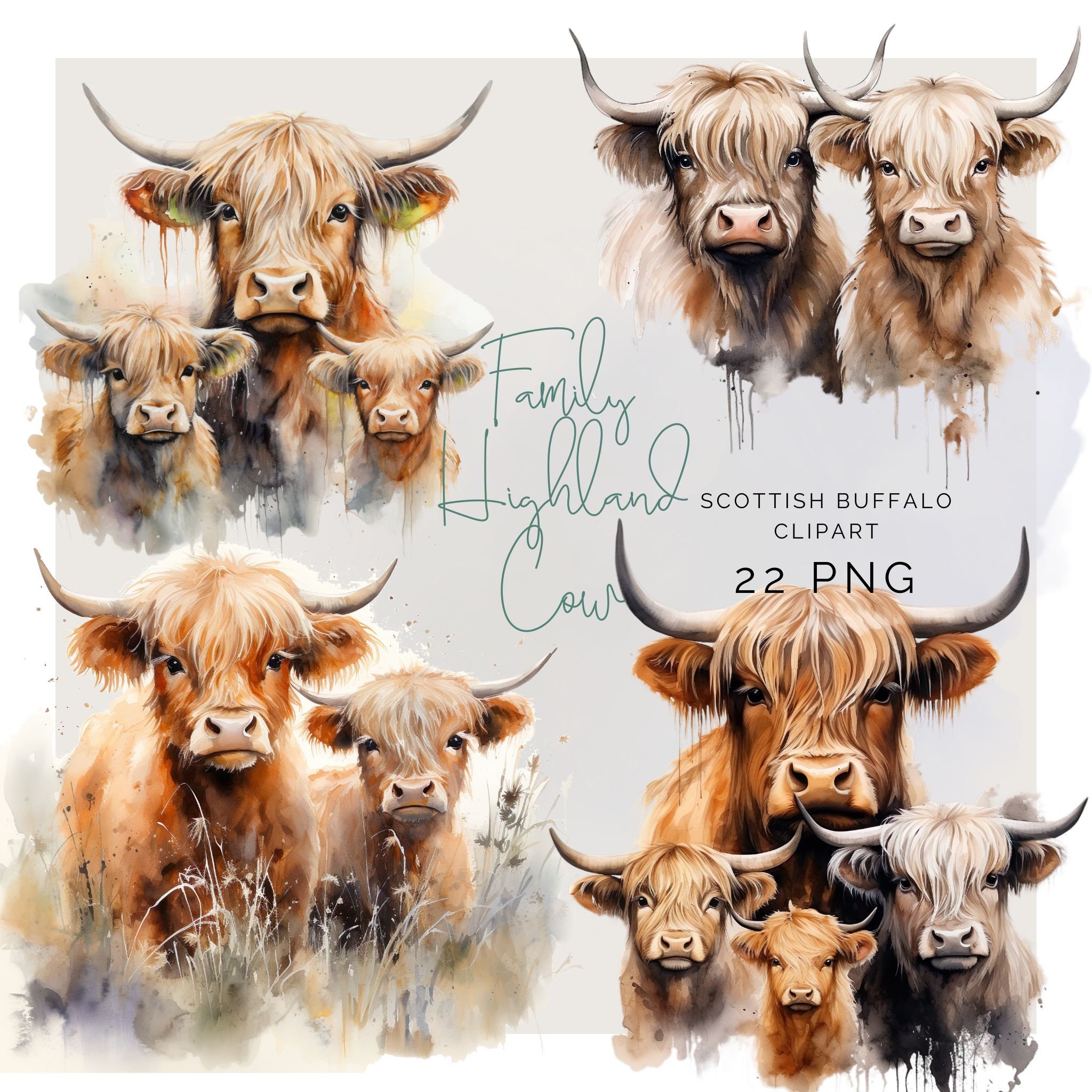 145 Highland Cow Clipart Mega Bundle Baby Family Highlandcow SVG ...