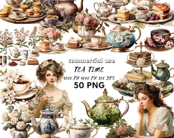 Herbal 50 Tea Clipart Bundle Watercolor Teacup PNG Beautiful Herbology Clipart PNGTea Party PNG Clipart Tea Clipart Tea Time Bundle