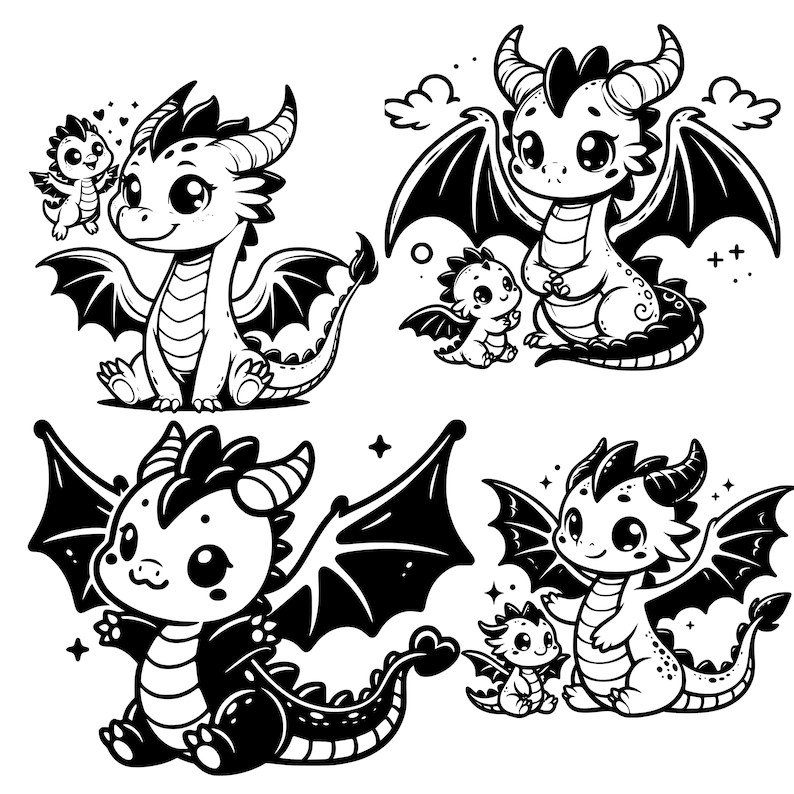 Baby Dragon Clipart Bundle | Mythical PNG SVG (digital Download) - Etsy