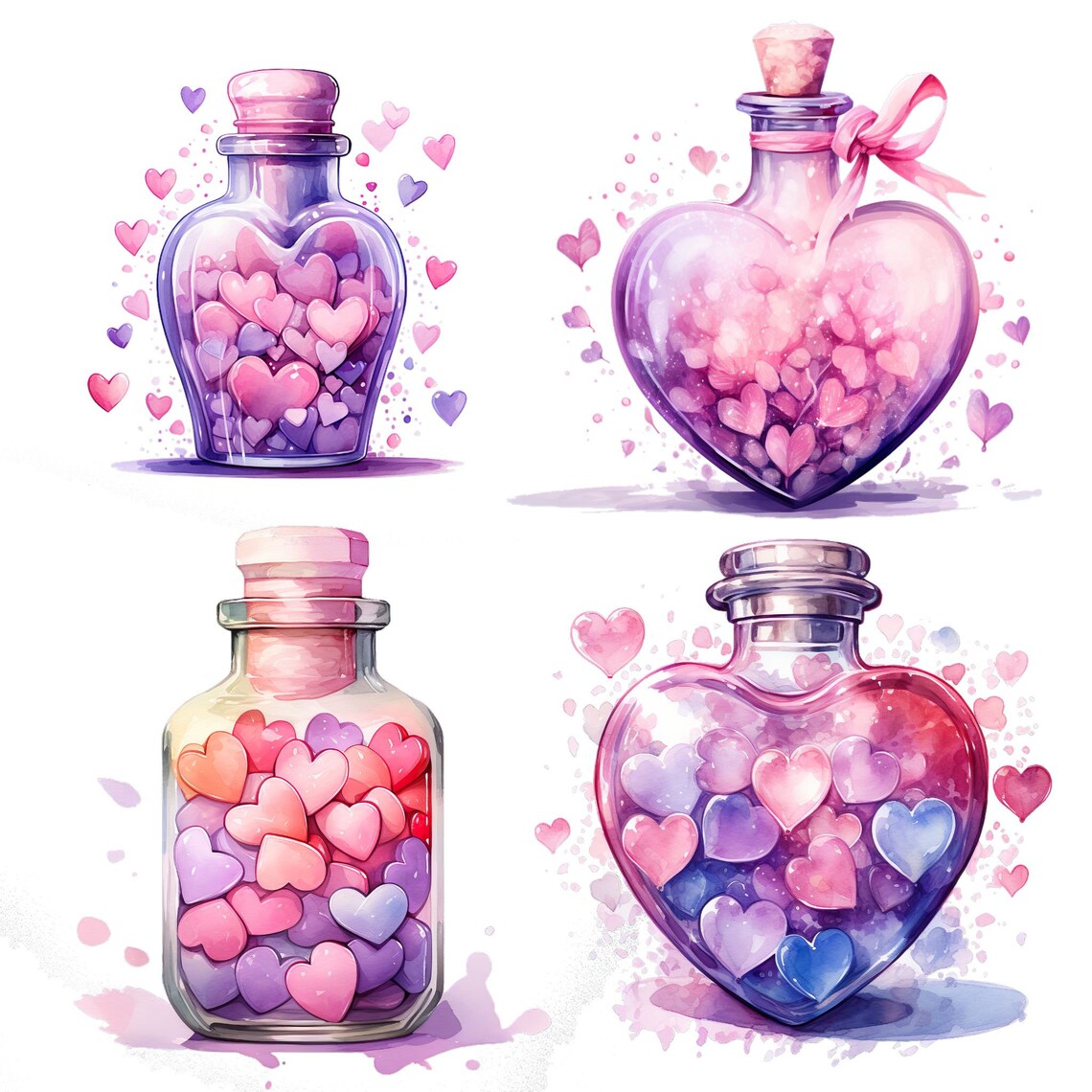 Watercolor Pastel Love Potion Clipart Magic Potions Love PNG for ...