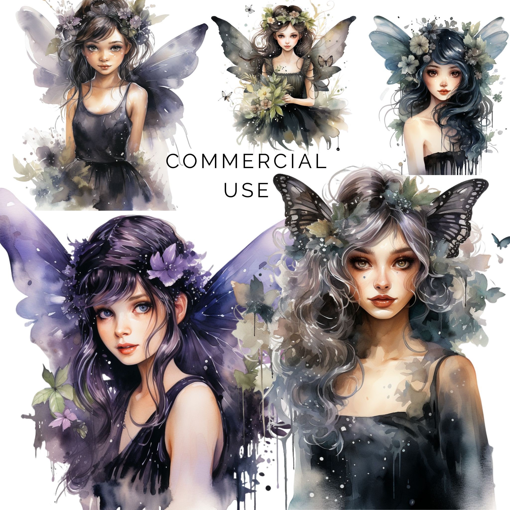 Fairy Dark Watercolor Graphics PNG Ethereal Fantasy Art Fairy Tale Art ...