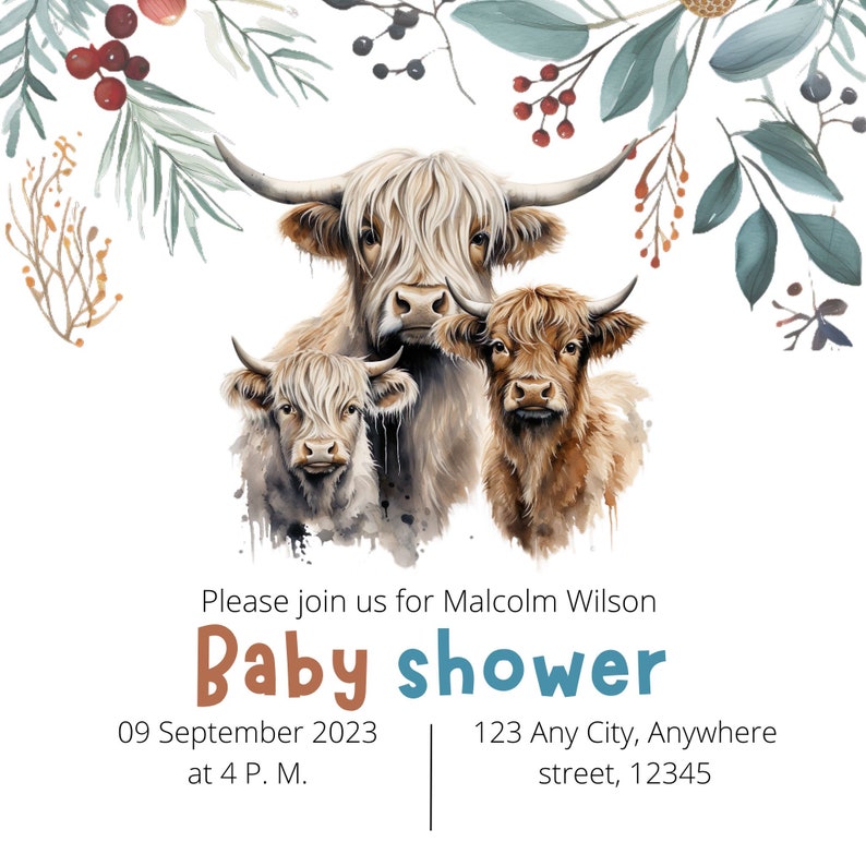 Highland Cow Family Clipart Buffalo PNG Bundle Watercolor Cute Scottish ...