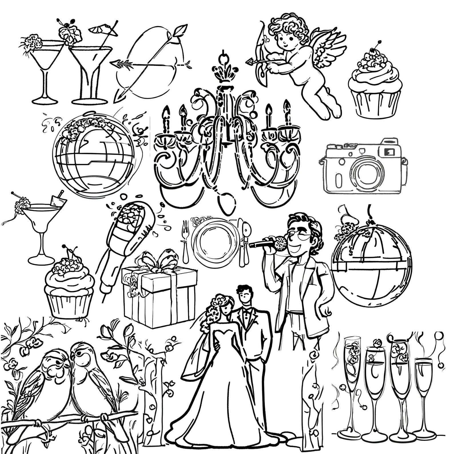 Timeline Line Clipart, Wedding Icons Digital Download, Minimalist Line ...