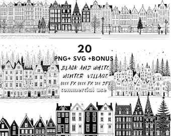 Christmas Village SVG Bundle - Winter Houses - 3D Paper Crafts - Holiday Decor for Cricut