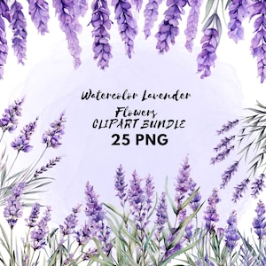 Watercolor Lavender Clipart | Lavender Clip Art | Watercolor Lavender Wreaths | Watercolor Flowers | Lavender Bouquet | Botanical Clipart