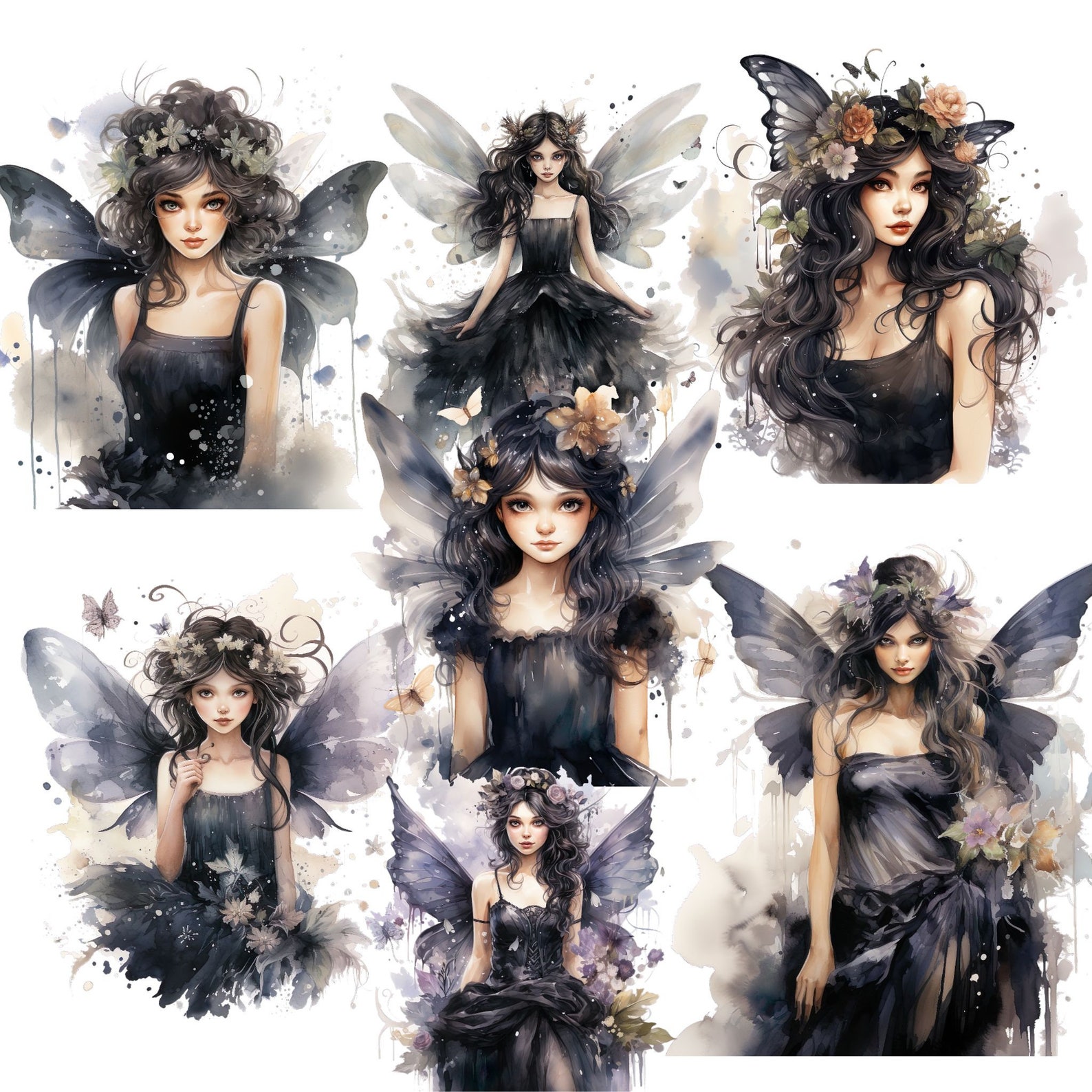Fairy Dark Watercolor Graphics PNG Ethereal Fantasy Art Fairy Tale Art ...