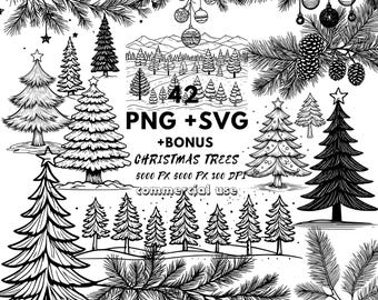 Cute Tree SVG Bundle - Pine Branches - Christmas Decor - Digital Download for Cricut