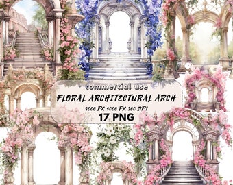 Watercolor Floral Arch Clipart: Wedding Illustration Bundle (Digital Download)
