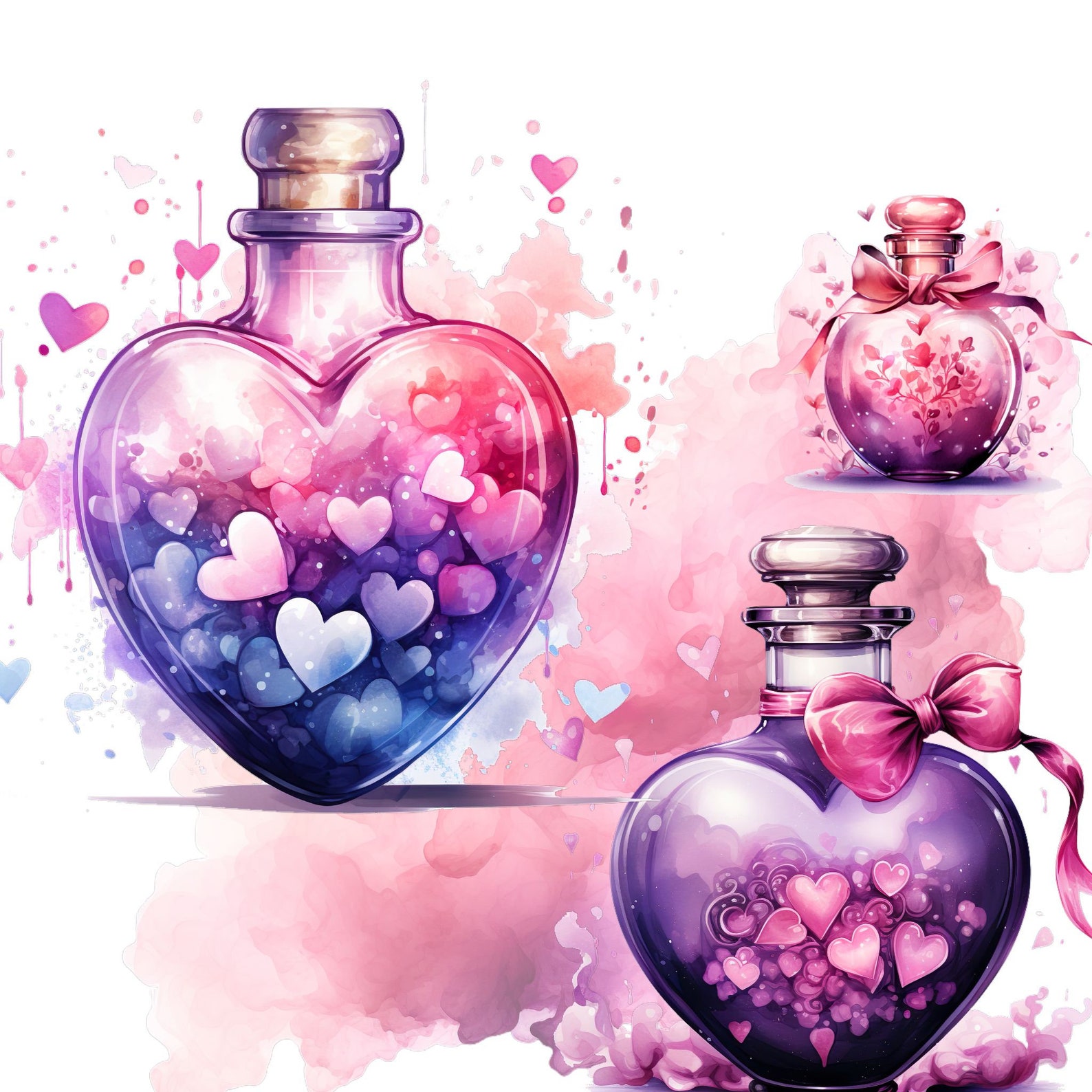 Watercolor Pastel Love Potion Clipart Magic Potions Love PNG for ...
