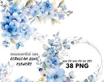 Light Blue Floral PNG, Watercolor wildflower  Hydrangea and forgetmenot  Clipart Bouquets, Elements, Premade Clipart, Digital Clipart PNG
