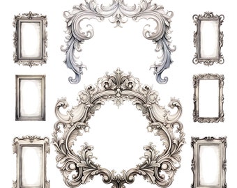 Victorian Frames, Digital Download, Vintage Ephemera | Wall Art, Instant Download, Junk Journal Decorative Frame, 25 Clipart Picture Frame
