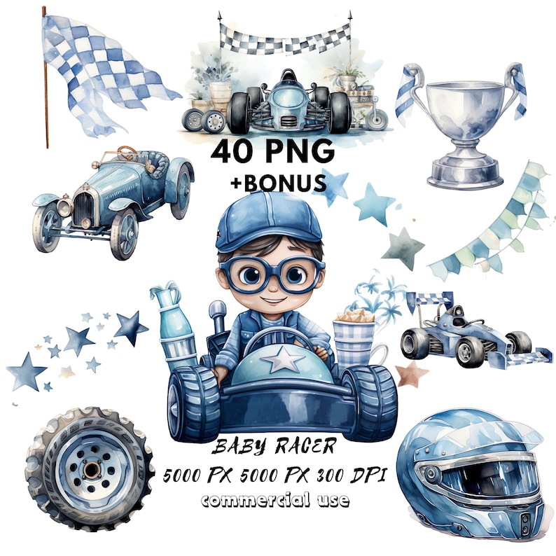 Race Car Clipart Watercolor PNG Bundle, Vintage Racecar Clip Art, Fast ...