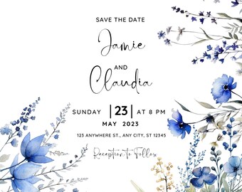 30 Dusty Blue Neutral Wild Flowers PNG, Watercolor Floral Clipart Bouquets, Elements, Premade Clipart, Commercial Use, Digital Clipart PNG