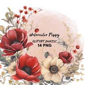 Poppy wreath clipart Floral Aquarela Png Convite De Casamento DIY Comercial Bundle Wild Flower Wedding Floral Poppy Bouquet Poppy Clipart