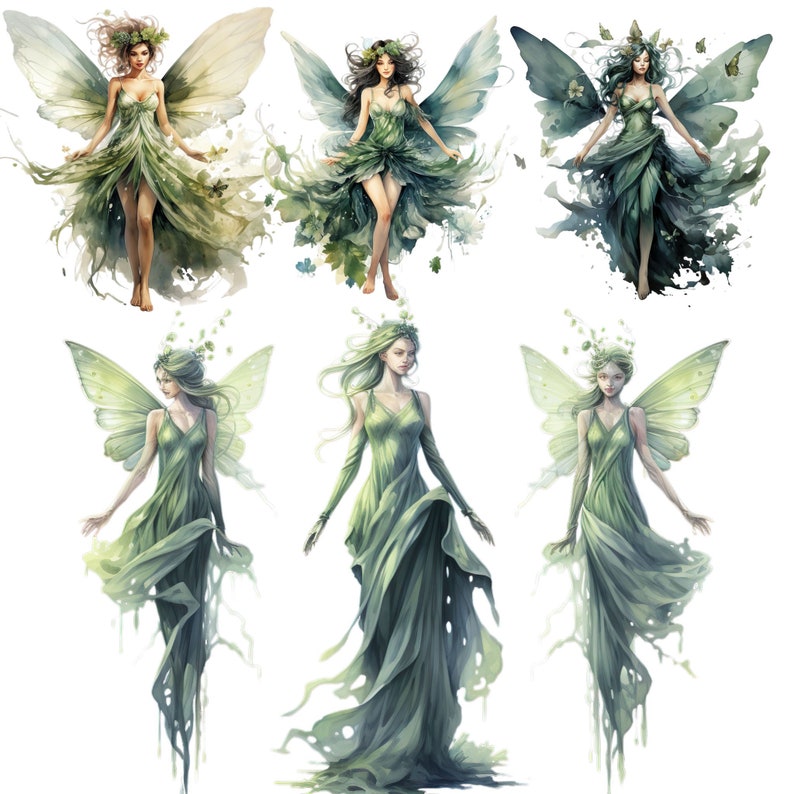 Cute Fairies Watercolor Clipart Bundle Ethereal Forest Fairy & Fantasy ...