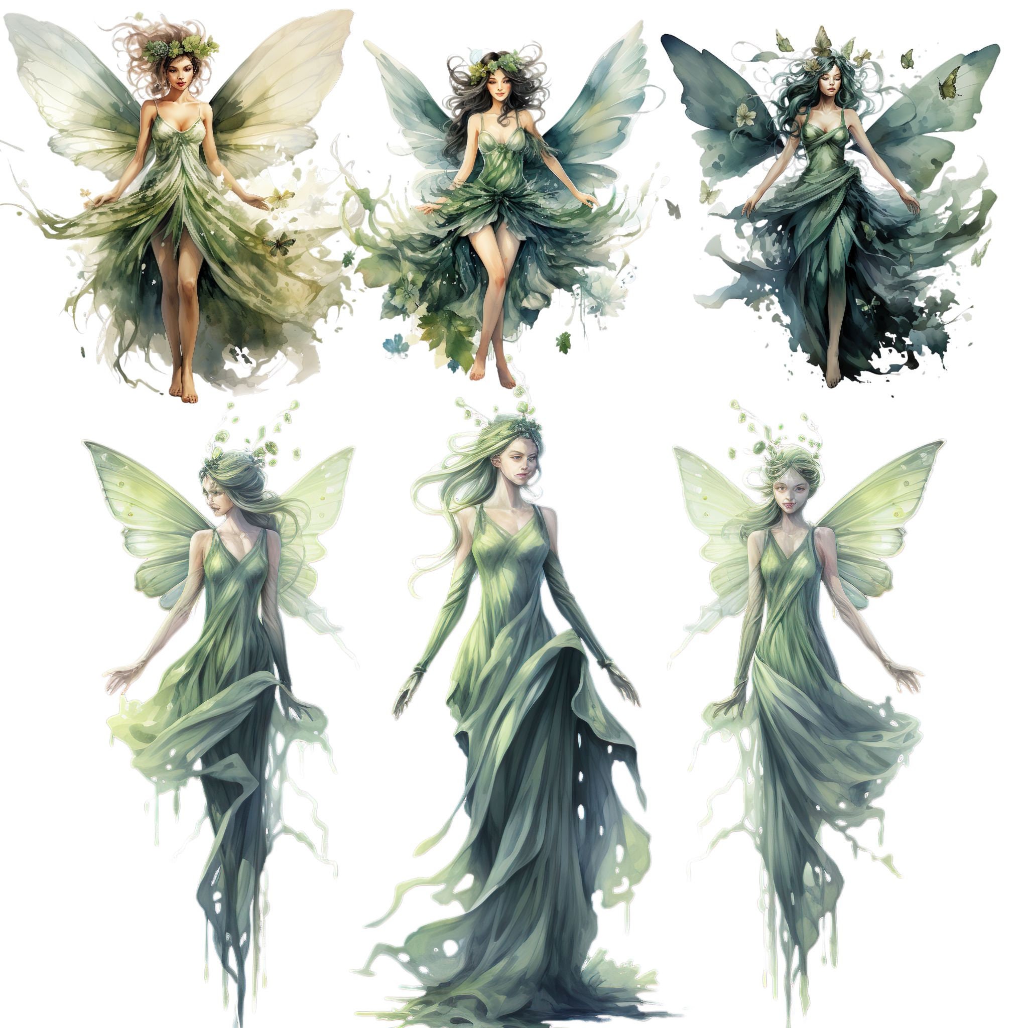 Cute Fairies Watercolor Clipart Bundle Ethereal Forest Fairy & Fantasy ...