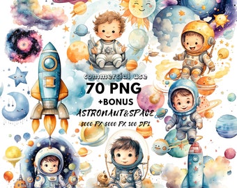 Astronaut Spaceship | Cute Space Clipart: Astronaut Art For Crafts And Decor | Spiral Galaxy | Astronaut Nursery Clipart | Png Bundle