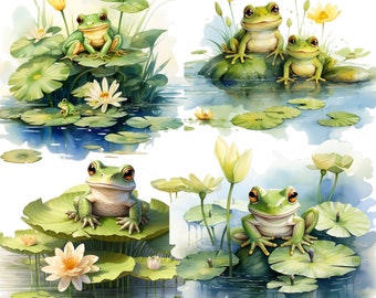 Watercolor Frog Clipart | Pond Life PNG (Digital Download)