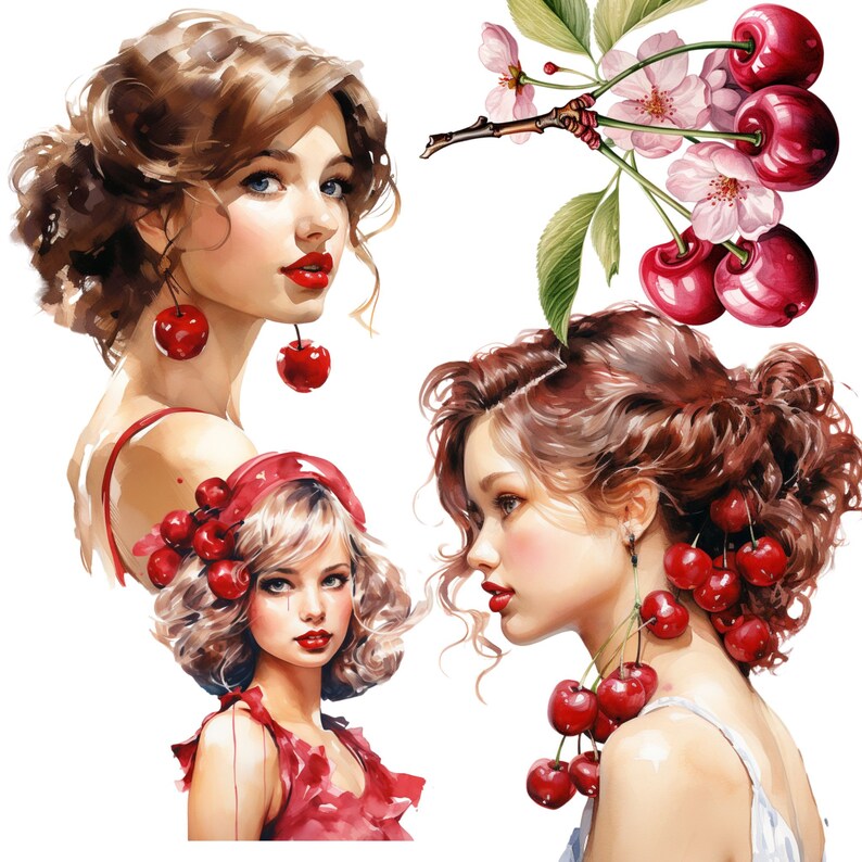 Cherry Watercolor Clipart Cherry Flower Fruit Png Pink Blossom Cherry