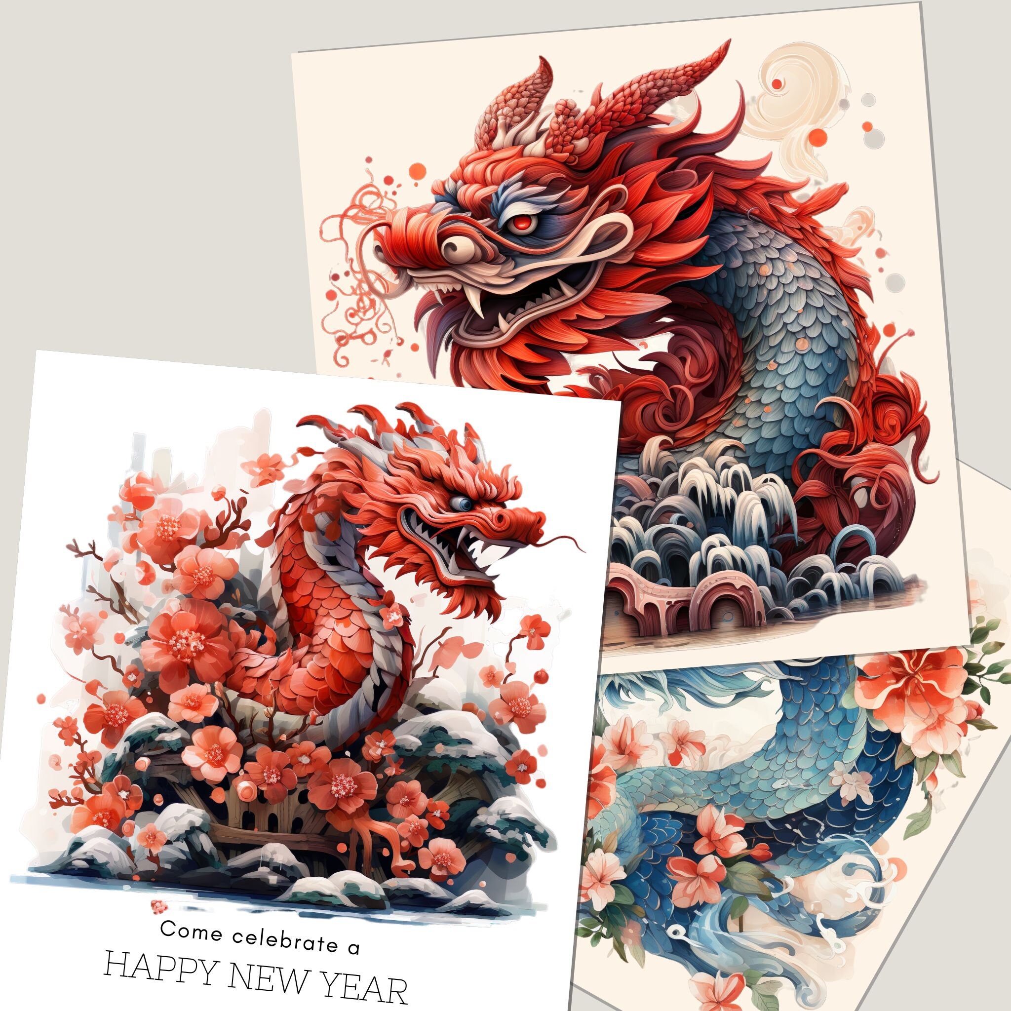 Wood Dragon Chinese Zodiac 2024 PNG Watercolor New Year Dragon Clipart Dragon Wood Fantasy