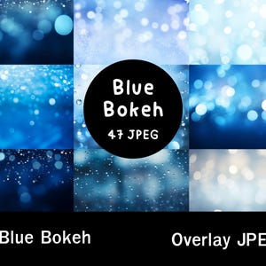 47 個の青いボケ オーバーレイ セット | 高品質の JPEG | 写真やデザインのためのクールな輝く光の効果