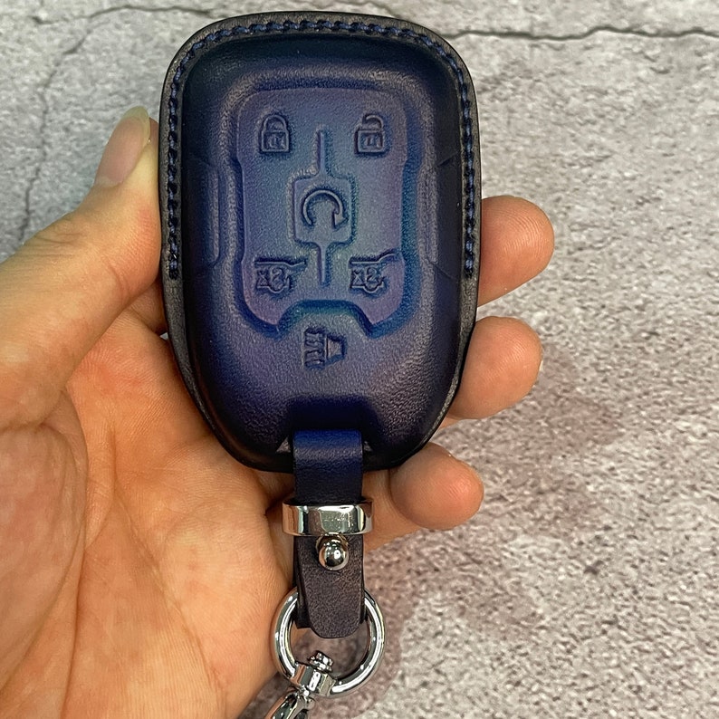 Handmade Leather Keychain Remote Holder Custom Key Fob Cover Case