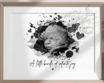 Baby echografie kunst aquarel schilderij zwangerschap aandenken gepersonaliseerde kwekerij cadeau zwangerschap verlies cadeau Sonogram Frame kwekerij afdrukken