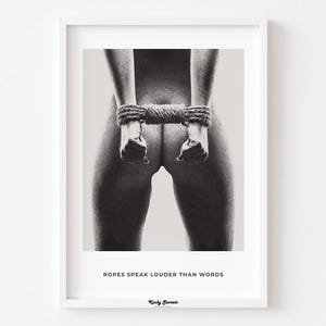Shibari inspired, beauty in rope, Sensual Body Art, Bedroom Decor, Shibari Fine Art Print, sensual print, Shibari illustration, sexy art