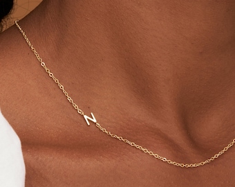 Asymmetrical Letter Necklace • Initial Necklace • Sideways Initial Necklace • Gold Necklace • Personalized Name Necklace • Gold Initial