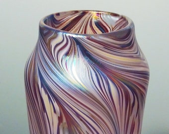 Rose Tree Hand Blown Contemporary Art Glass Vase (Signed)