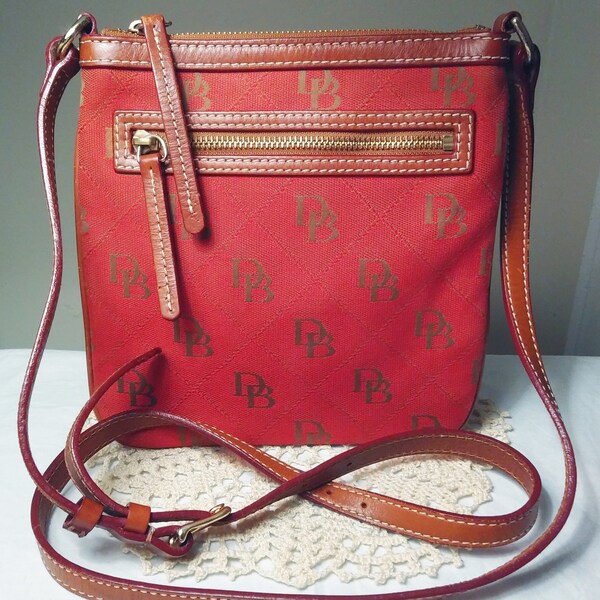 Dooney & Bourke Women's Red Canvas Crossbody Shoulder Bag (With Insignia)