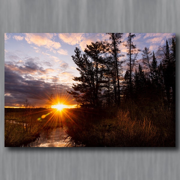 Chequamegon National Forest Sunset Photograph | Northern Wisconsin Spider Lake Photography | Metal Canvas Paper Prints in Several Sizes