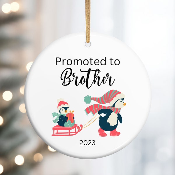 Big Brother Ornament Xmas Tree Bauble for Big Bro, Preschool Toddler Ornament Boys Ornament Gift, Penguin Ornament for Big Brother Present