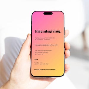 Modern Friendsgiving Invitation Template | Thanksgiving Invite | Dinner Party Printable & Evite | Editable Digital Instant Download EP08