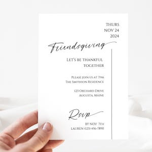 Modern Friendsgiving Invitation Template | Thanksgiving Invite | Dinner Party Printable & Evite | Editable Digital Instant Download EP01
