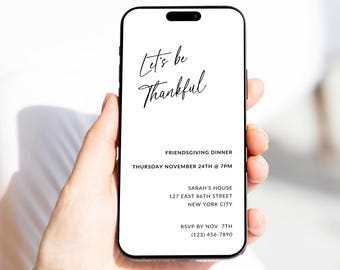 Modern Friendsgiving Invitation Template | Thanksgiving Invite | Dinner Party Printable & Evite | Editable Digital Instant Download EP10