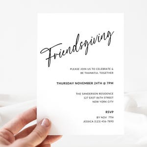 Modern Friendsgiving Invitation Template | Thanksgiving Invite | Dinner Party Printable & Evite | Editable Digital Instant Download EP06