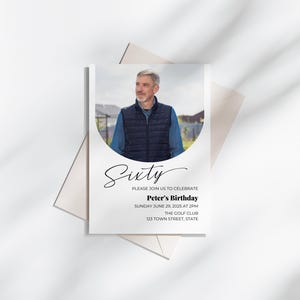 Customizable 60th Birthday Invitation | Editable Template | Instant Download | Minimalist Canva Printable | Perfect for Men & Women Any Age