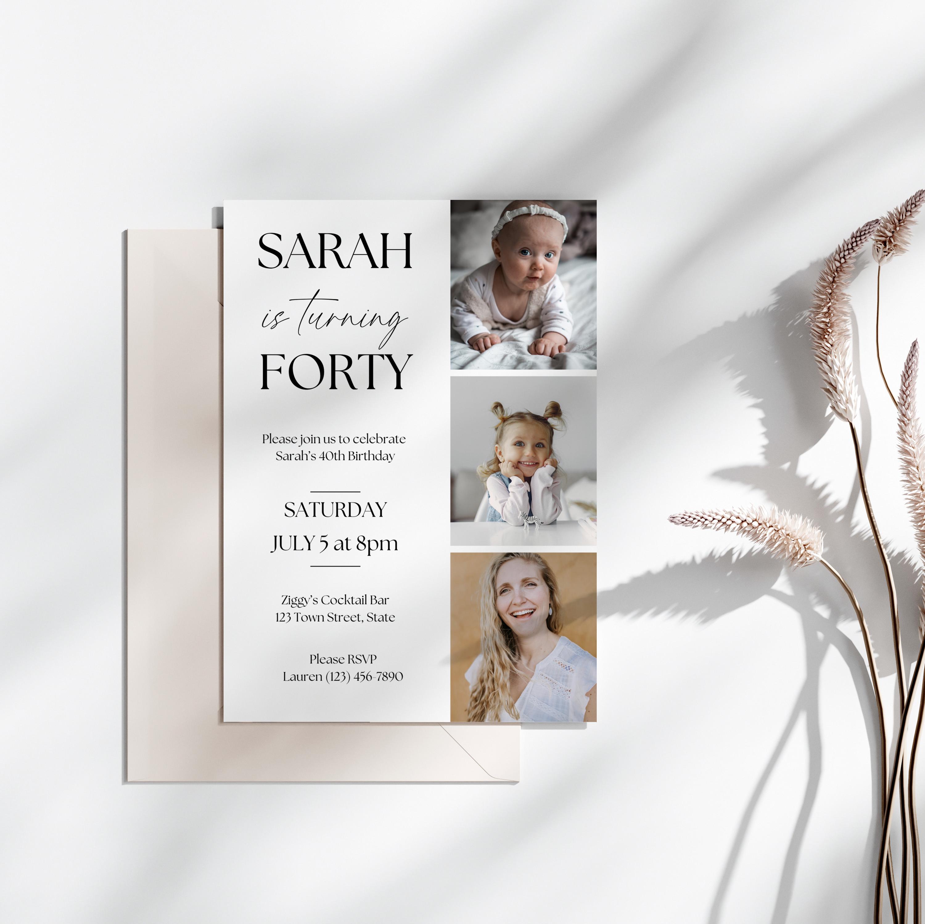 40th Birthday Invitation Template | Editable Invite for Men & Women ...