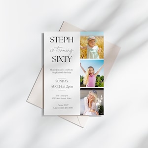 Customizable 60th Birthday Invitation | Editable Template | Instant Download | Minimalist Canva Printable | Perfect for Men & Women Any Age