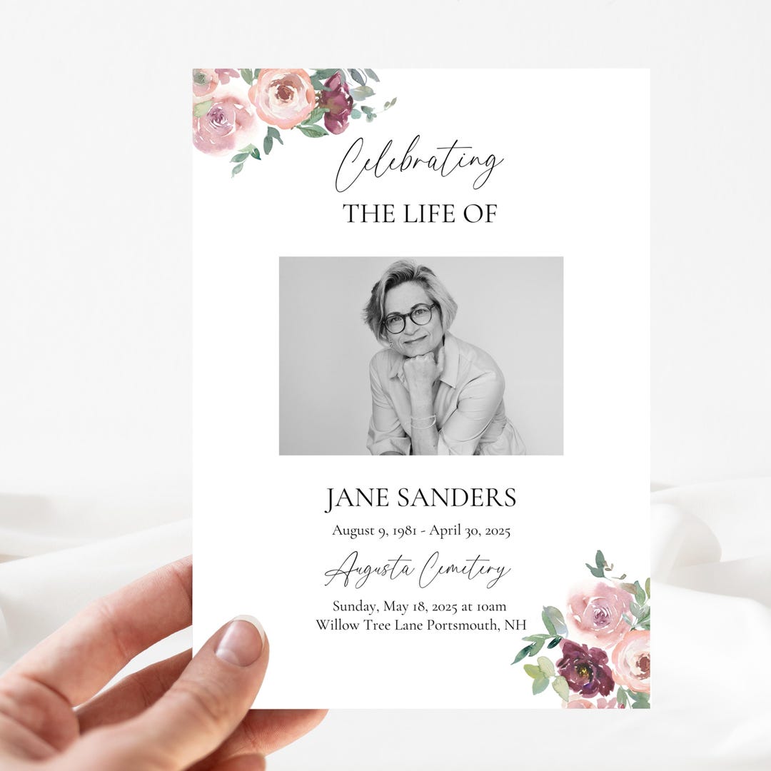Editable Celebration of Life Invitation | Funeral Announcement ...