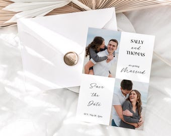 Photo Save The Date | DIY Wedding Day Announcement | Editable Canva Template | Modern Minimalist Save the Date Card | Easy Download