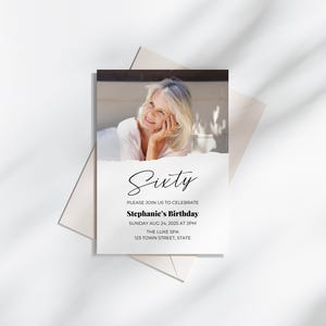 Customizable 60th Birthday Invitation | Editable Template | Instant Download | Minimalist Canva Printable | Perfect for Men & Women Any Age